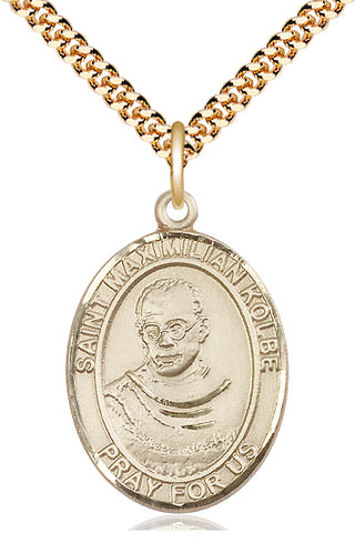14kt Gold Filled Saint Maximilian Kolbe Medal Catholic Jewelry Engraved Catholic Saint Jewelry