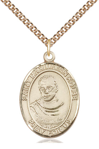 14kt Gold Filled Saint Maximilian Kolbe Medal Catholic Jewelry Engraved Catholic Saint Jewelry