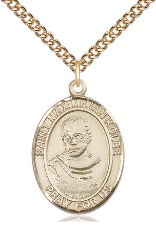 14kt Gold Saint Maximilian Kolbe Medal Engraved Catholic Saint Jewelry