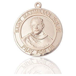 14kt Gold Filled Saint Maximilian Kolbe Medal Engraved Catholic Saint Jewelry