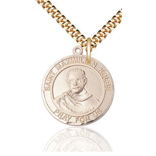 14kt Gold Filled Saint Maximilian Kolbe Medal Catholic Jewelry Engraved Catholic Saint Jewelry