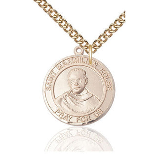 14kt Gold Filled Saint Maximilian Kolbe Medal Catholic Jewelry Engraved Catholic Saint Jewelry