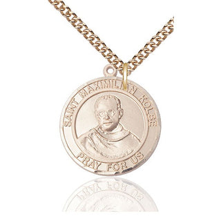 14kt Gold Saint Maximilian Kolbe Medal Engraved Catholic Saint Jewelry
