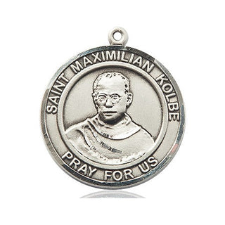 Pewter Saint Maximilian Kolbe Medal Engraved Catholic Saint Jewelry
