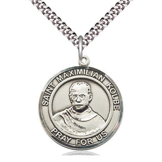 Pewter Saint Maximilian Kolbe Medal Catholic Jewelry Engraved Catholic Saint Jewelry