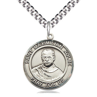 Pewter Saint Maximilian Kolbe Medal Catholic Jewelry Engraved Catholic Saint Jewelry