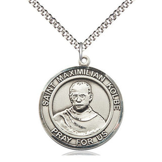 Pewter Saint Maximilian Kolbe Medal Catholic Jewelry Engraved Catholic Saint Jewelry