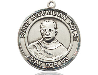 Sterling Silver Saint Maximilian Kolbe Medal Catholic Jewelry Engraved Catholic Saint Jewelry