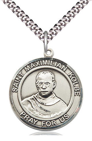 Sterling Silver Saint Maximilian Kolbe Medal Catholic Jewelry Engraved Catholic Saint Jewelry