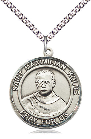 Sterling Silver Saint Maximilian Kolbe Medal Catholic Jewelry Engraved Catholic Saint Jewelry