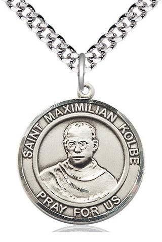 Sterling Silver Saint Maximilian Kolbe Medal Catholic Jewelry Engraved Catholic Saint Jewelry