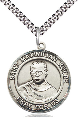 Sterling Silver Saint Maximilian Kolbe Medal Catholic Jewelry Engraved Catholic Saint Jewelry