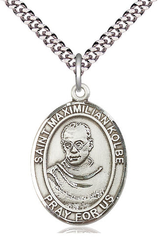 Sterling Silver Saint Maximilian Kolbe Medal Catholic Jewelry Engraved Catholic Saint Jewelry