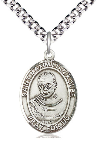 Sterling Silver Saint Maximilian Kolbe Medal Catholic Jewelry Engraved Catholic Saint Jewelry