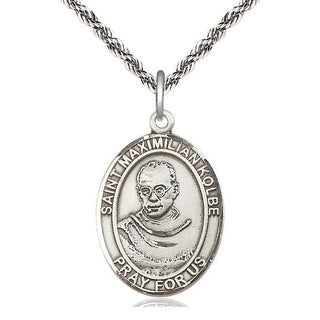 Sterling Silver Saint Maximilian Kolbe Medal Catholic Jewelry Engraved Catholic Saint Jewelry