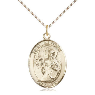 14kt Gold Filled Saint Matthew the Apostle Medal Catholic Jewelry Engraved Catholic Saint Jewelry