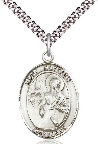 Pewter Saint Matthew the Apostle Medal Catholic Jewelry Engraved Catholic Saint Jewelry