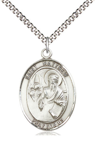 Pewter Saint Matthew the Apostle Medal Catholic Jewelry Engraved Catholic Saint Jewelry