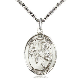 Sterling Silver Saint Matthew the Apostle Medal Catholic Jewelry Engraved Catholic Saint Jewelry