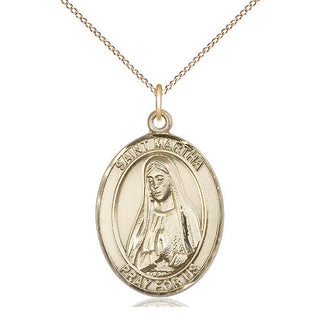 14kt Gold Filled Saint Martha Medal Catholic Jewelry Engraved Catholic Saint Jewelry