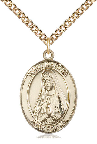 14kt Gold Filled Saint Martha Medal Catholic Jewelry Engraved Catholic Saint Jewelry