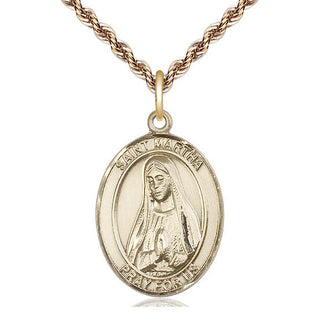 14kt Gold Filled Saint Martha Medal Catholic Jewelry Engraved Catholic Saint Jewelry