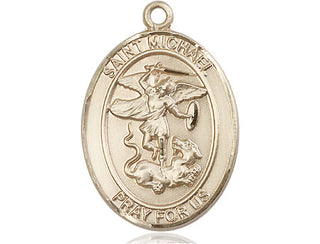 14kt Gold Filled Saint Michael the Archangel Medal Engraved Catholic Saint Jewelry