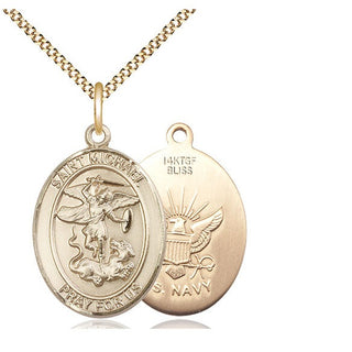 14kt Gold Filled Saint Michael Navy Medal Catholic Jewelry