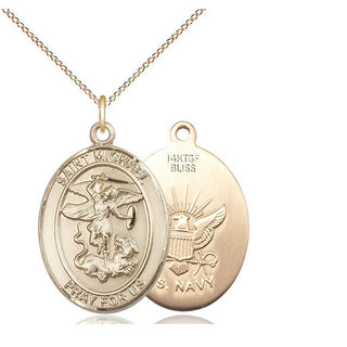 14kt Gold Filled Saint Michael Navy Medal Catholic Jewelry