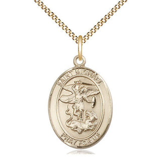 14kt Gold Filled Saint Michael the Archangel Medal Catholic Jewelry Engraved Catholic Saint Jewelry