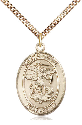 14kt Gold Filled Saint Michael the Archangel Medal Catholic Jewelry Engraved Catholic Saint Jewelry