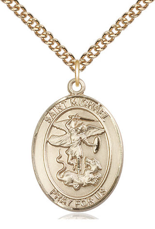 14kt Gold Filled Saint Michael the Archangel Medal Catholic Jewelry Engraved Catholic Saint Jewelry