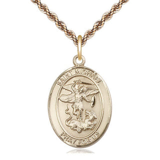 14kt Gold Filled Saint Michael the Archangel Medal Catholic Jewelry Engraved Catholic Saint Jewelry