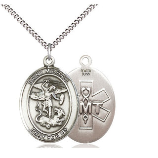 Pewter Saint Michael EMT Medal Catholic Jewelry