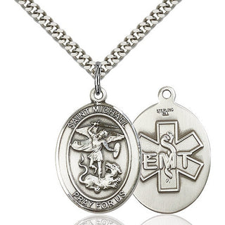 Pewter Saint Michael EMT Medal Catholic Jewelry