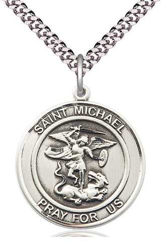 Pewter Saint Michael the Archangel Medal Catholic Jewelry Engraved Catholic Saint Jewelry