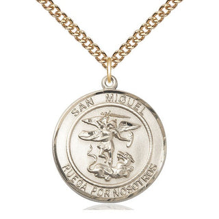 14kt Gold Filled San Miguel Arcangel Medal Catholic Jewelry Engraved Catholic Saint Jewelry
