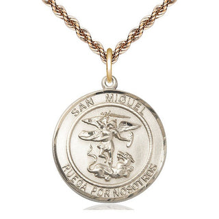 14kt Gold Filled San Miguel Arcangel Medal Catholic Jewelry Engraved Catholic Saint Jewelry