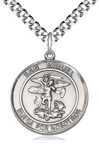 Sterling Silver San Miguel Arcangel Medal Catholic Jewelry Engraved Catholic Saint Jewelry