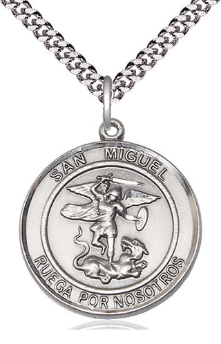 Sterling Silver San Miguel Arcangel Medal Catholic Jewelry Engraved Catholic Saint Jewelry