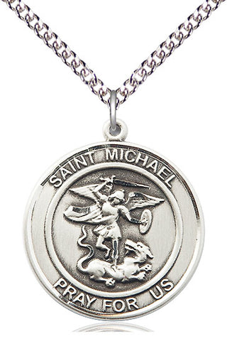 Sterling Silver Saint Michael the Archangel Medal Catholic Jewelry Engraved Catholic Saint Jewelry