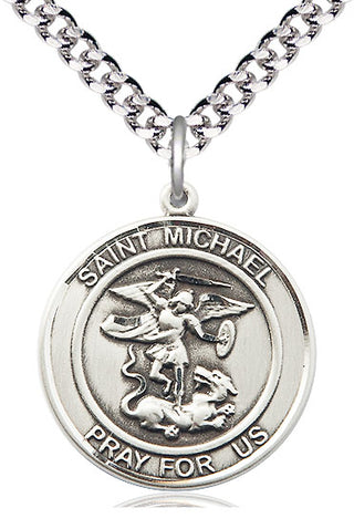 Sterling Silver Saint Michael the Archangel Medal Catholic Jewelry Engraved Catholic Saint Jewelry