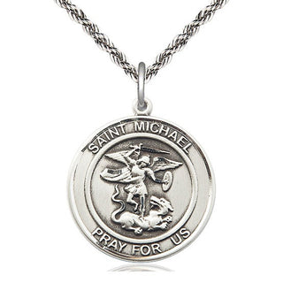 Sterling Silver Saint Michael the Archangel Medal Catholic Jewelry Engraved Catholic Saint Jewelry
