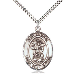 Pewter San Miguel Arcangel Medal Catholic Jewelry Engraved Catholic Saint Jewelry