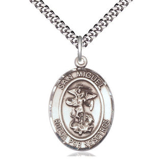 Pewter San Miguel Arcangel Medal Catholic Jewelry Engraved Catholic Saint Jewelry