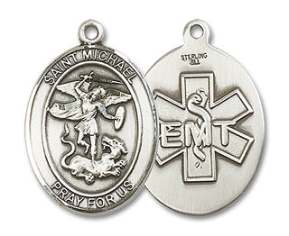 Sterling Silver Saint Michael EMT Medal Catholic Jewelry