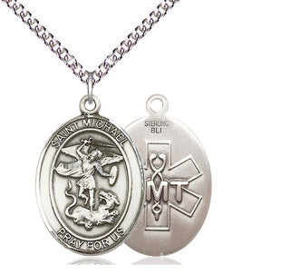 Sterling Silver Saint Michael EMT Medal Catholic Jewelry