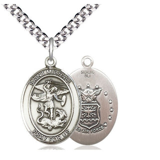 Sterling Silver Saint Michael Air Force Medal Catholic Jewelry