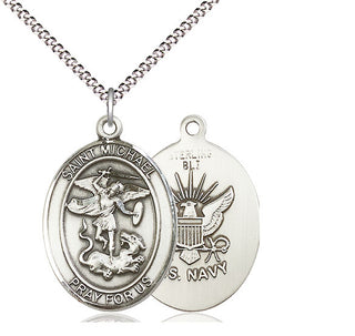 Sterling Silver Saint Michael Navy Medal Catholic Jewelry