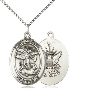 Sterling Silver Saint Michael Navy Medal Catholic Jewelry